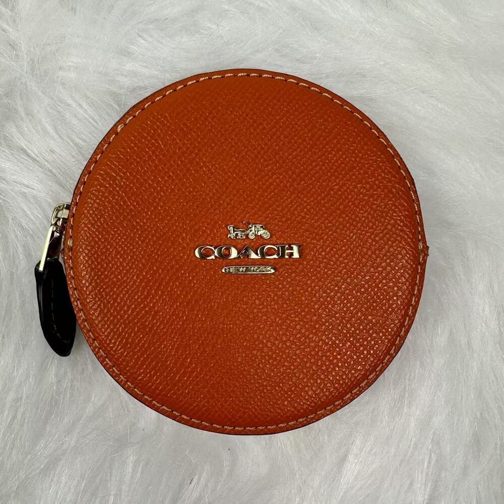 Coach Orange Coin Case Pouch In Leather/ Spice Orange CAN29 NWT